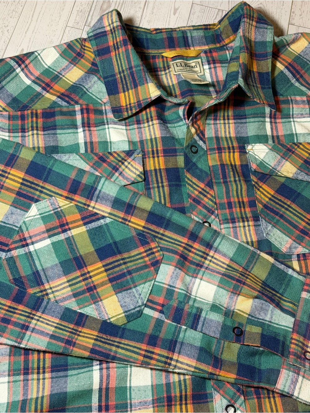 L.L.Bean Men’s 3XL Plaid Snap Front Shirt 94% Polyester 6% Wool Western Outdoors